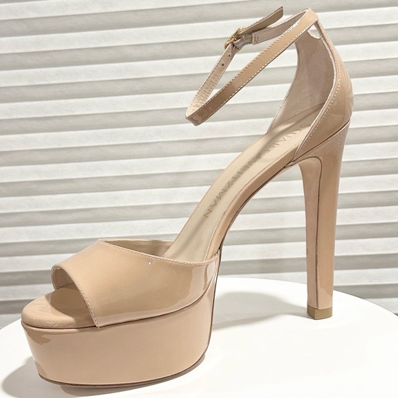 🌹STUART WEITZMAN 🌹 Discoplatform Nudistcurve Patent Leather Sandals Size: 10B - Picture 4 of 13